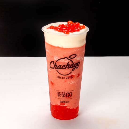 DS7 Strawberry Smoothie with Milk Foam + Popping Pearl 原味奶盖草莓冰沙+爆珠